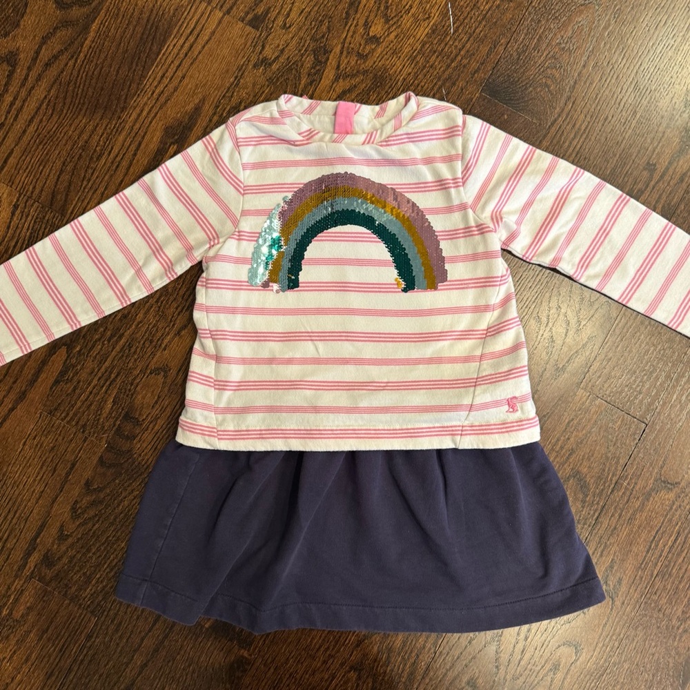 Joules rainbow sweatshirt dress - girls size 6